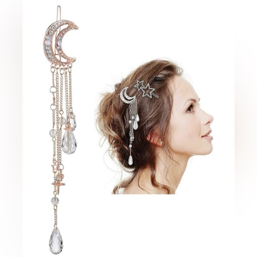 Barrette Star Moon Hair Clip - Gold Color. Size: OS. NIB. (1776)
